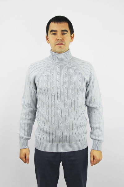Демисезонный шерстяной серый свитер с длинным рукавом реглан и воротником-отложкой Полесье С3125-22 2С8745-Д43 170,176 св.серый - фото 1