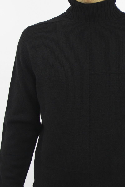 Демисезонный шерстяной свитер черный с регланом-пагоном и воротником-отложкой Полесье С3141-22 2С8742-Д43 170,176 глубокий_черный - фото 3