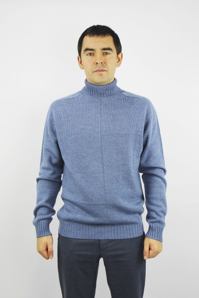 Демисезонный свитер вязаный реглан-пагон синий Полесье С3141-22 2С8742-Д43 170,176 джинса - фото 1