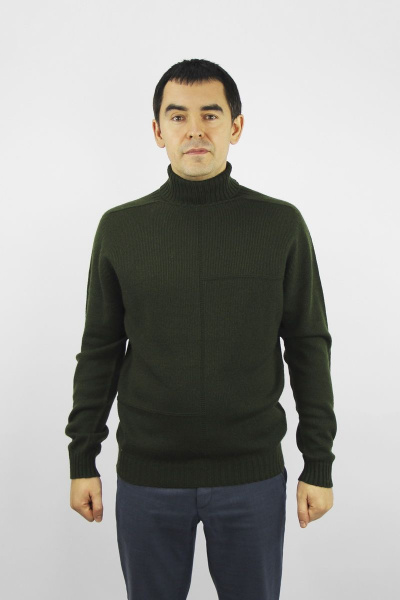 Демисезонный свитер вязаный реглан-пагон зелёный Полесье С3141-22 2С8742-Д43 182,188 т.оливковый - фото 1