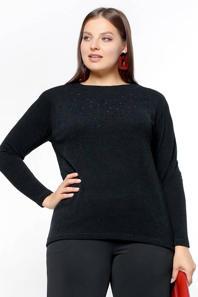 Демисезонный джемпер трапециевидного силуэта из трикотажа La rouge 3240 черный - фото 1