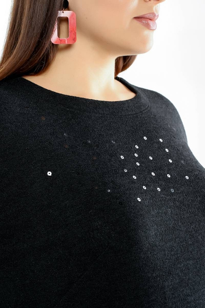 Демисезонный джемпер трапециевидного силуэта из трикотажа La rouge 3240 черный - фото 2