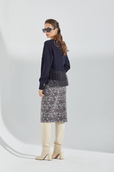 Джемпер с V-образным вырезом и вставкой из сетки Vesnaletto 3238-1 - фото 7