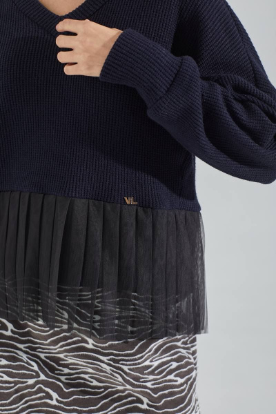 Джемпер с V-образным вырезом и вставкой из сетки Vesnaletto 3238-1 - фото 3