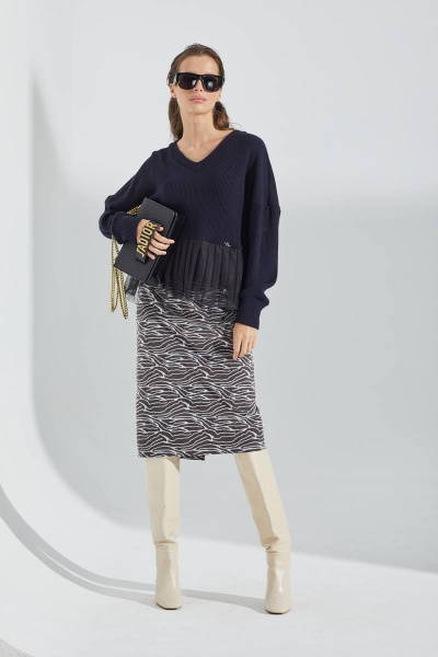 Джемпер с V-образным вырезом и вставкой из сетки Vesnaletto 3238-1 - фото 5