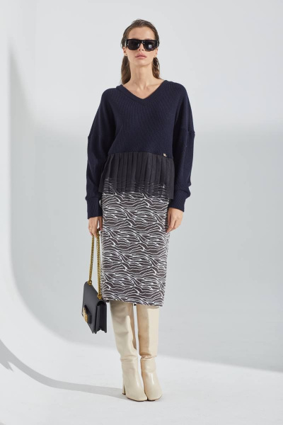 Джемпер с V-образным вырезом и вставкой из сетки Vesnaletto 3238-1 - фото 4