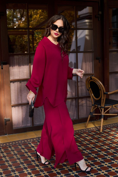 Блуза, брюки Anastasia 960 винный - фото 8