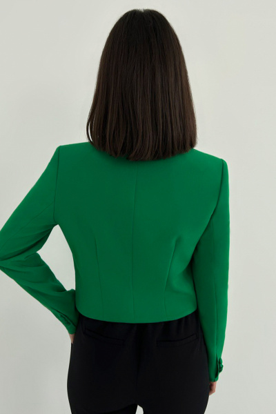 Элегантный короткий жакет из трикотажа с английским воротником Панда 54430w зеленый - фото 4