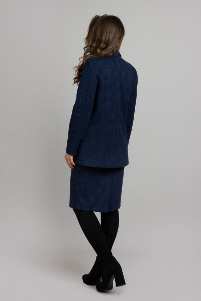 Деловой комплект жакета и юбки из текстиля и шерсти Mirolia 1087 синяя клетка - фото 4