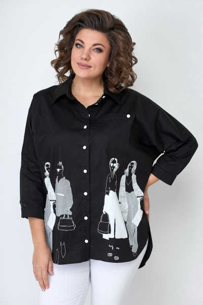 Круглогодичная свободная блуза из хлопка с фигурными вырезами Solomeya Lux 752А - фото 4