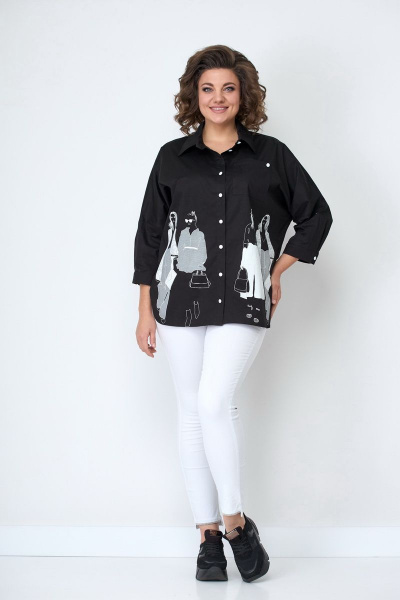 Круглогодичная свободная блуза из хлопка с фигурными вырезами Solomeya Lux 752А - фото 1