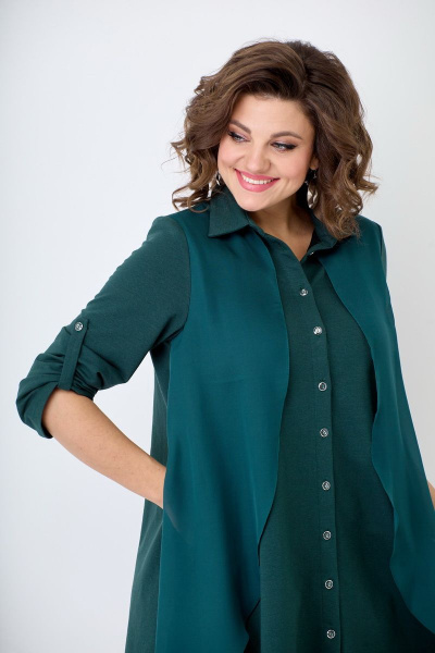 Платье с вставкой из шифона и карманами, свободный крой Solomeya Lux 943 - фото 6