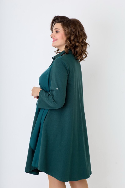 Платье с вставкой из шифона и карманами, свободный крой Solomeya Lux 943 - фото 3