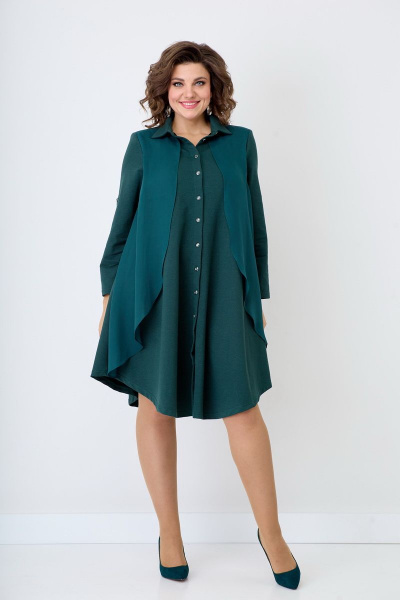 Платье с вставкой из шифона и карманами, свободный крой Solomeya Lux 943 - фото 1