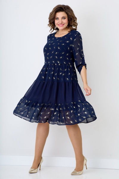 Нарядное шифоновое платье свободного кроя с воланами Solomeya Lux 551B - фото 2