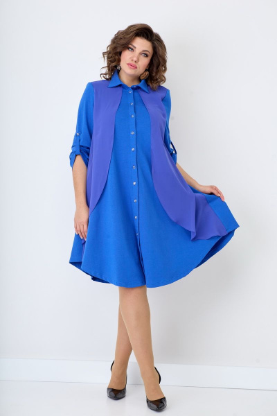 Платье с вставкой из шифона и карманами Solomeya Lux 943A - фото 1