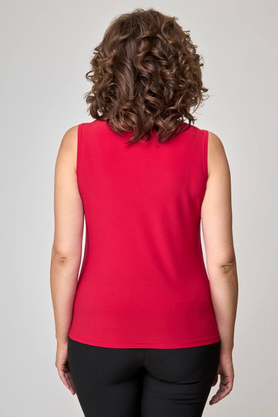 Летняя красная приталенная майка из текстиля с круглым вырезом Zlata 4400/2 - фото 6