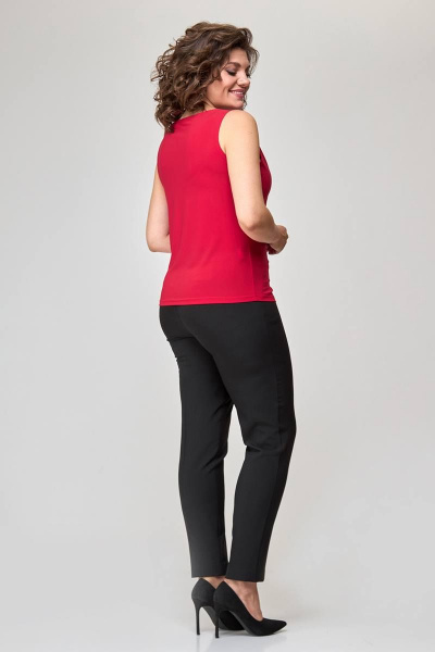 Летняя красная приталенная майка из текстиля с круглым вырезом Zlata 4400/2 - фото 3