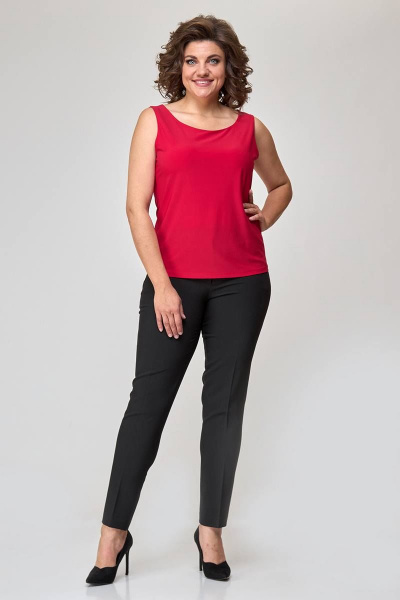 Летняя красная приталенная майка из текстиля с круглым вырезом Zlata 4400/2 - фото 1