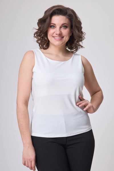 Летняя белая майка из текстиля с классическим кроем и высокой эластичностью Zlata 4400/1 - фото 5