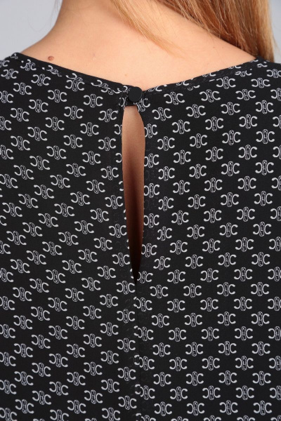 Черное платье из креп-шифона с воланами и сборкой Mubliz 008 - фото 5