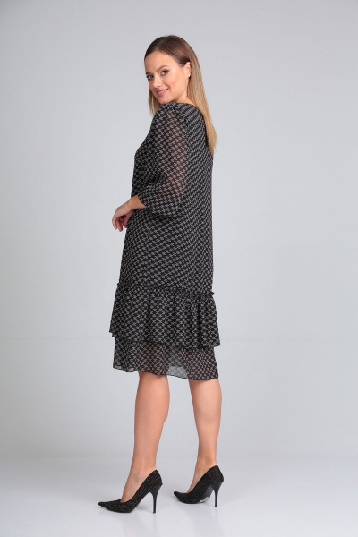 Черное платье из креп-шифона с воланами и сборкой Mubliz 008 - фото 4