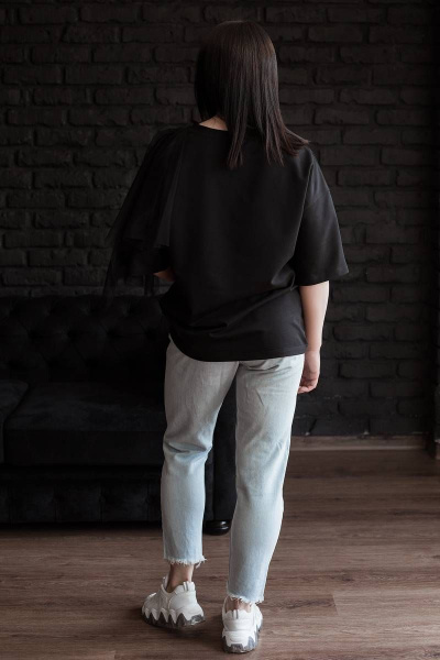 Майка свободного кроя из сетки и хлопка с принтом бульдог BUNABOUTIQUE 2055 - фото 3