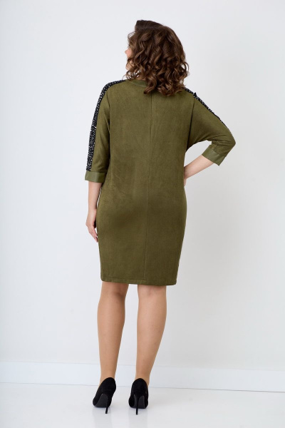 Платье из хлопка с пайетками и реглан-рукавами Solomeya Lux 763 хаки - фото 3