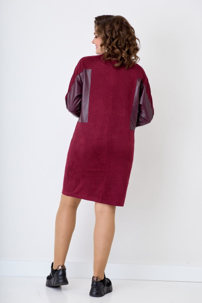 Платье из хлопка с рельефами и тесьмой отделки Solomeya Lux 772 бордо - фото 5