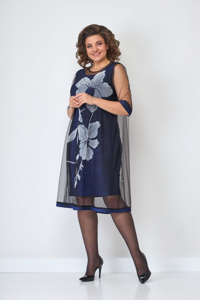 Платье приталенное нарядное из сетки с цветочным принтом Solomeya Lux 663A - фото 6