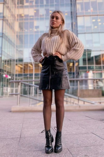 Черные трикотажные колготки с тюлевым эффектом CONTE Tulle_Nero - фото 5