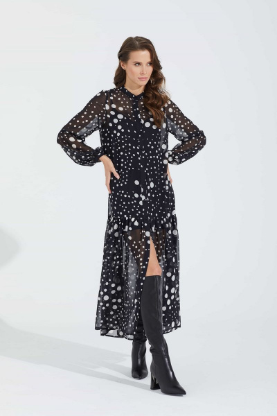 Круглогодичное черное платье из шифона на каждый день и наряд Motif 1700 - фото 4