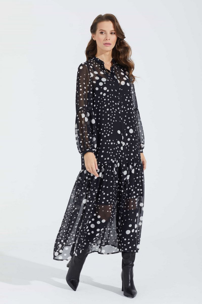 Круглогодичное черное платье из шифона на каждый день и наряд Motif 1700 - фото 1