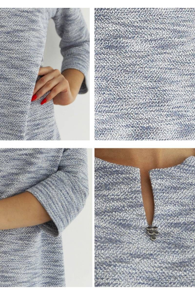 Дизайнерское платье-кокон из жакардовой ткани с V-вырезом ARTiMODA 322-19 серо-голубой - фото 3