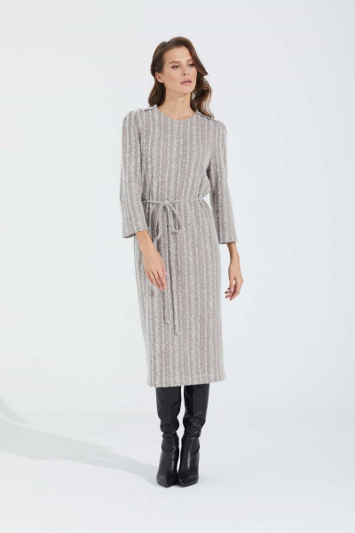 Платье бежевое демисезонное из трикотажа Motif 1695 - фото 2