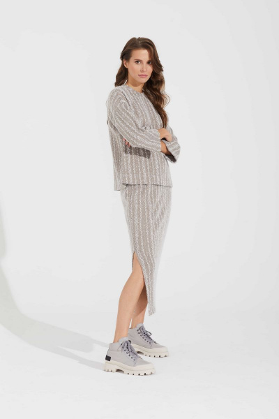 Бежевый джемпер и юбка из трикотажа Motif 2142 - фото 3