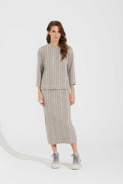 Бежевый джемпер и юбка из трикотажа Motif 2142 - фото 1