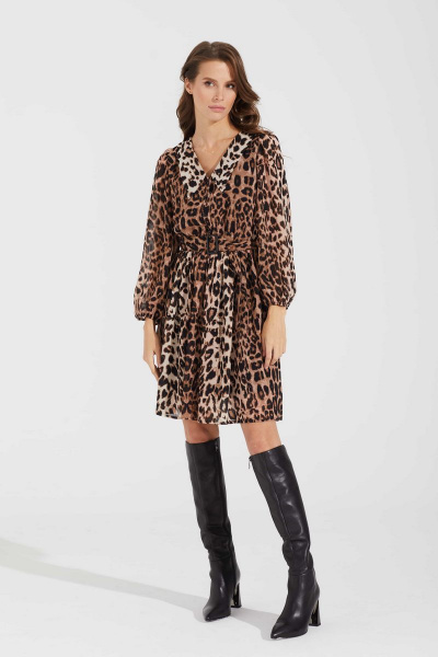 Платье коричневое демисезонное из текстиля Motif 1646 - фото 3