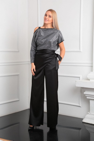 Широкие брюки с запахом, с поясом и функц. карманами AXXA 71590А - фото 3