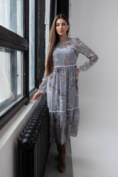 Платье Ivera 1084 серо-голубой - фото 5