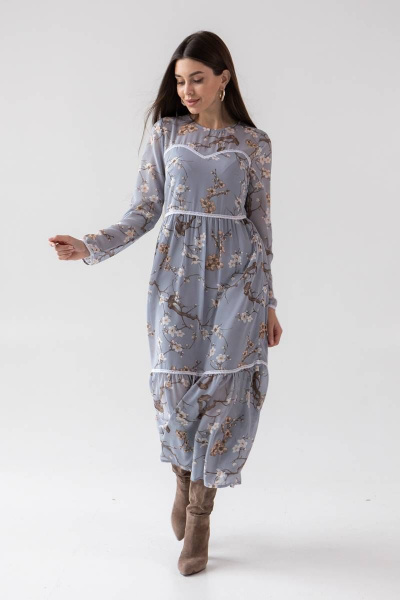 Платье Ivera 1084 серо-голубой - фото 1