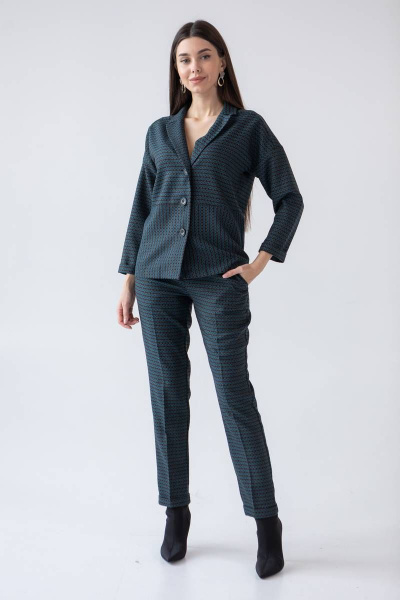 Брюки, жакет Ivera 6004 бирюзовый-черный - фото 8
