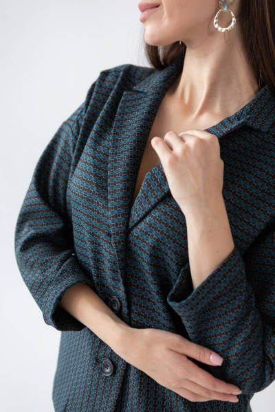 Брюки, жакет Ivera 6004 бирюзовый-черный - фото 2