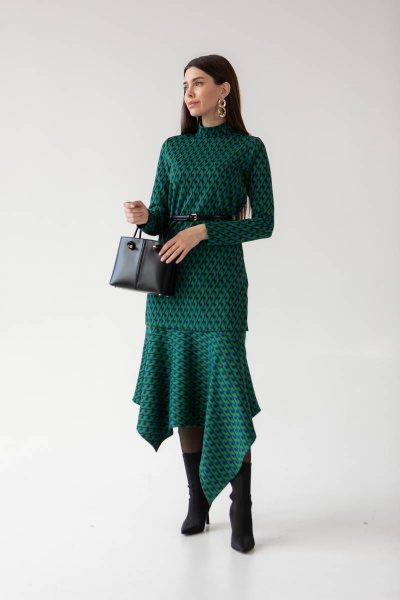 Джемпер, юбка Ivera 6039 синий, зеленый - фото 7