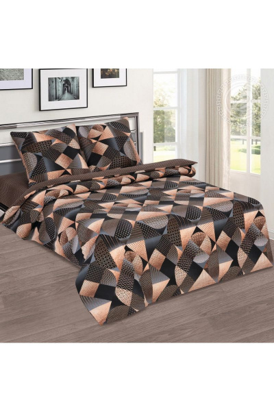 Постельный комплект из поплина коричневый евро АРТПОСТЕЛЬ 914 неаполь - фото 1