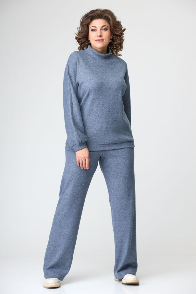 Брюки, джемпер, куртка, шапка T&N 7120 молочный_перламутровый-синий_меланж - фото 10