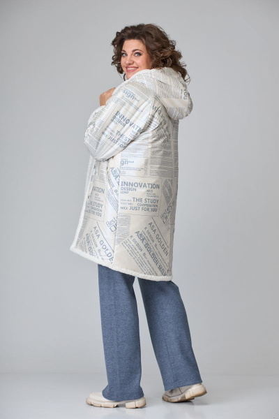 Брюки, джемпер, куртка, шапка T&N 7120 молочный_перламутровый-синий_меланж - фото 6