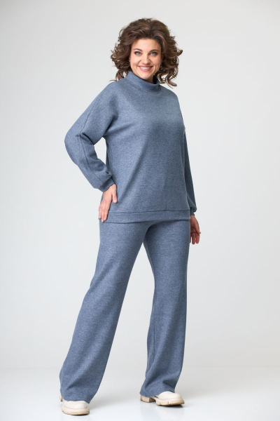 Брюки, джемпер, куртка, шапка T&N 7120 молочный_перламутровый-синий_меланж - фото 8