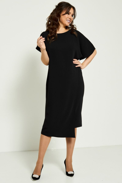 Элегантное свободное платье с асимметричными рукавами Магия моды 2185 черный - фото 1