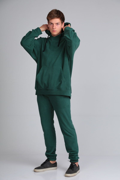 Демисезонный спортивный костюм из флиса с начесом HIT 0320/1 зеленый - фото 3